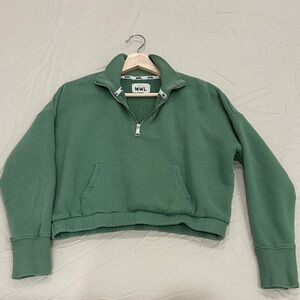 MWL Green Quarter-Zip Cropped Sweatshirt